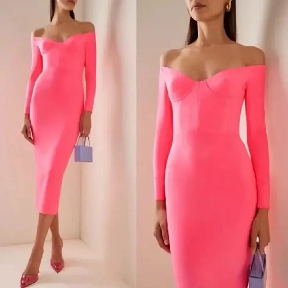 Alex Perry Deryn Off The Shoulder Midi Dress AU8/US4